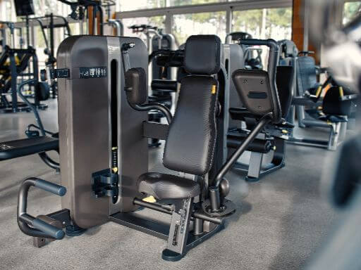 Workout equipment in clean gym area